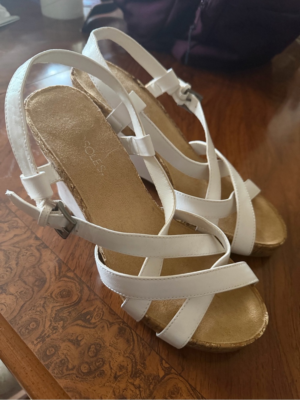 AEROSOLES White Strappy Wedge Sandals